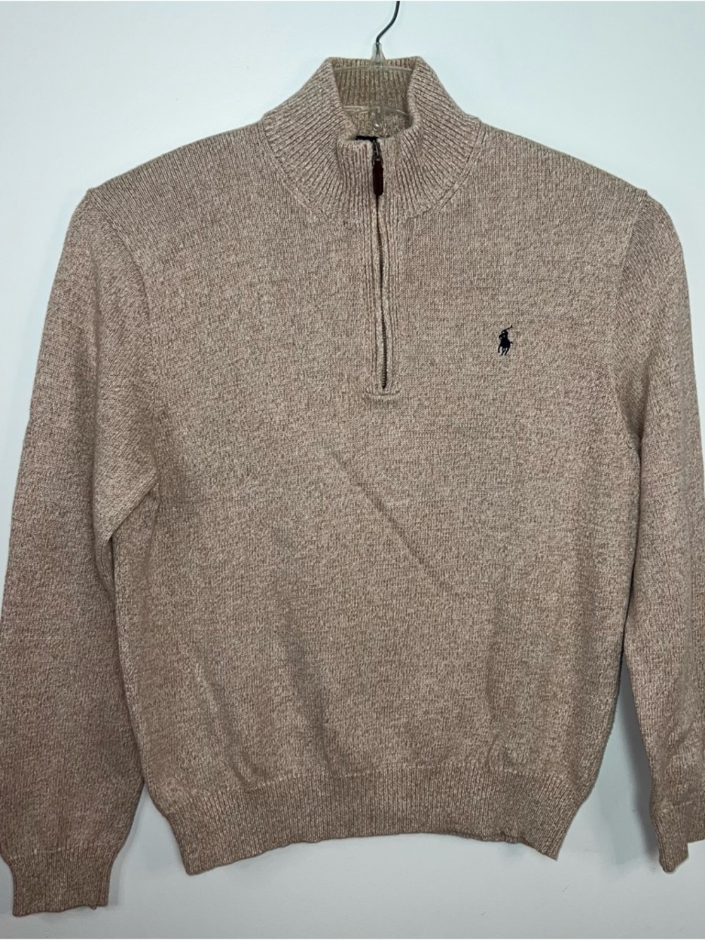 Polo by Ralph Lauren Men’s Quarter-Zip Sweater - Beige Oatmeal Cotton Blend XL - Picture 3 of 13